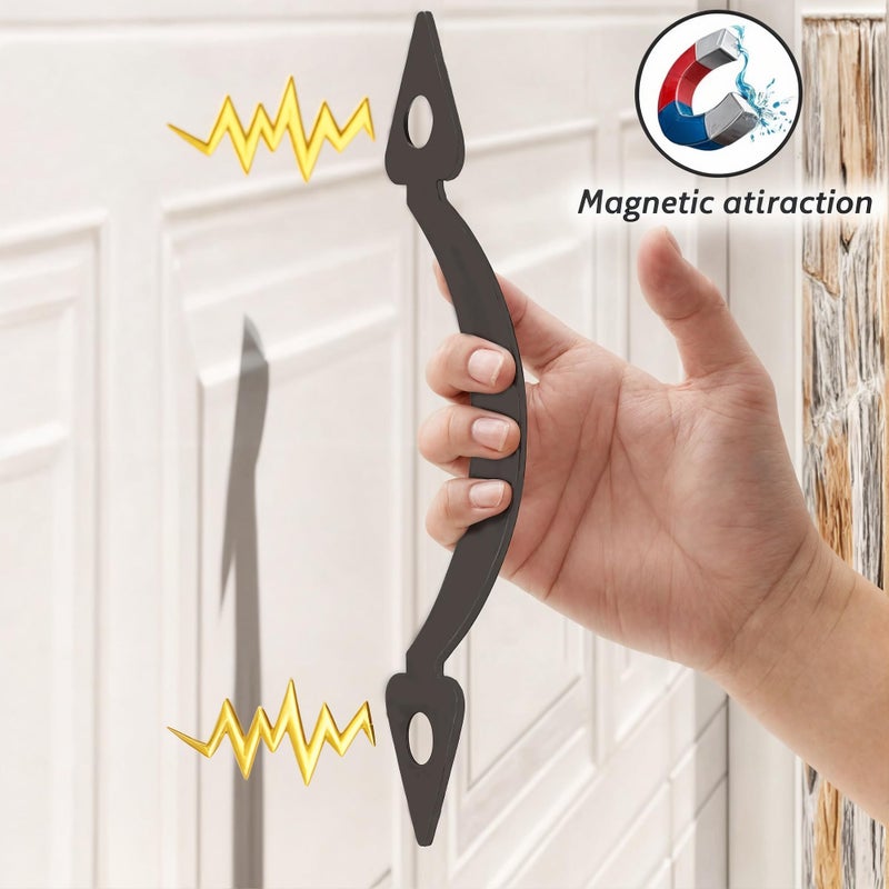 SANKEYTEW Garage Door Magnetic Decorative Hardware Kit  8 Hinges 4 Handles Carriage Accents for 2 Car Garage  Strong Magnets  Color Blackgarage Decorations - Image 5